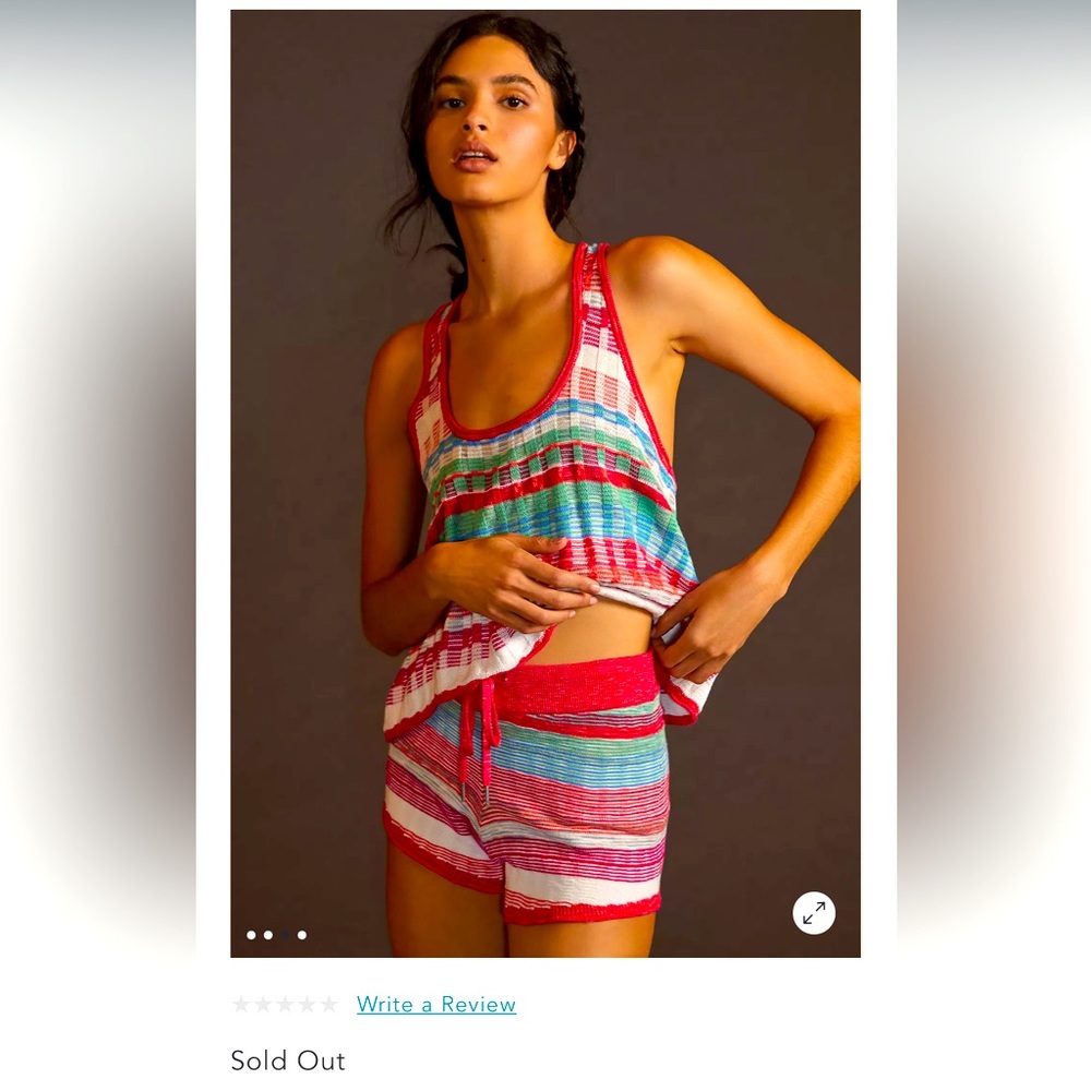 NWT Daily Practice by Anthropology Maldives Shorts & Tank Set